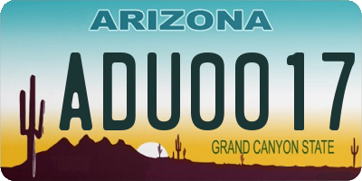 AZ license plate ADU0017