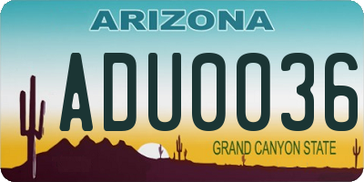 AZ license plate ADU0036