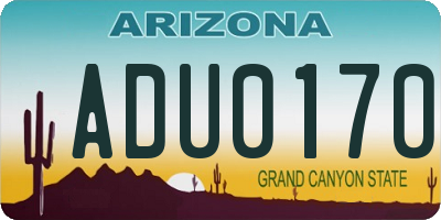 AZ license plate ADU0170