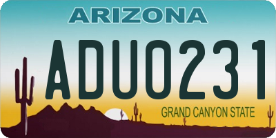 AZ license plate ADU0231