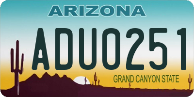 AZ license plate ADU0251