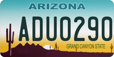 AZ license plate ADU0290
