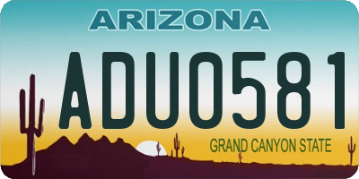 AZ license plate ADU0581