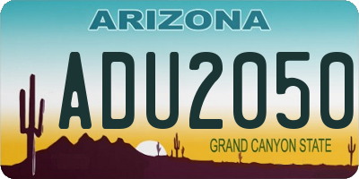 AZ license plate ADU2050