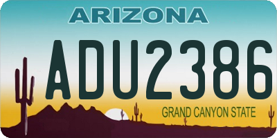 AZ license plate ADU2386