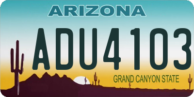AZ license plate ADU4103