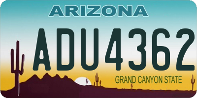 AZ license plate ADU4362