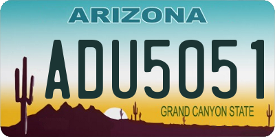 AZ license plate ADU5051