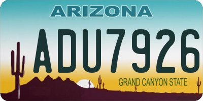 AZ license plate ADU7926