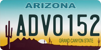 AZ license plate ADV0152