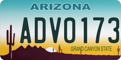 AZ license plate ADV0173