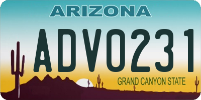 AZ license plate ADV0231