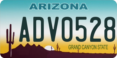 AZ license plate ADV0528