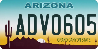 AZ license plate ADV0605
