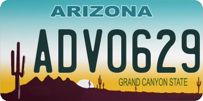 AZ license plate ADV0629