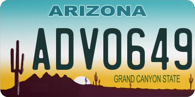 AZ license plate ADV0649