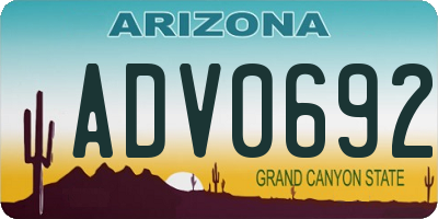 AZ license plate ADV0692