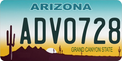 AZ license plate ADV0728