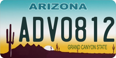 AZ license plate ADV0812