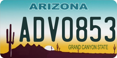 AZ license plate ADV0853