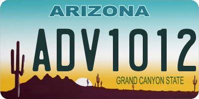 AZ license plate ADV1012