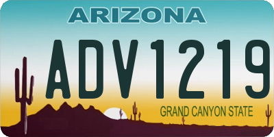 AZ license plate ADV1219
