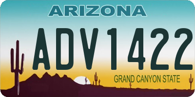AZ license plate ADV1422
