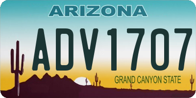 AZ license plate ADV1707