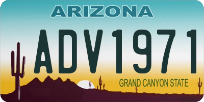 AZ license plate ADV1971