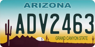 AZ license plate ADV2463