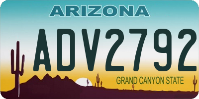 AZ license plate ADV2792