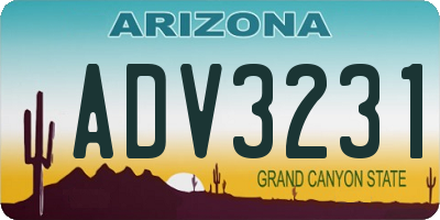 AZ license plate ADV3231