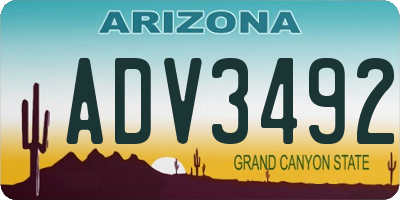 AZ license plate ADV3492