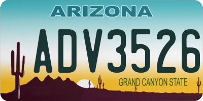 AZ license plate ADV3526