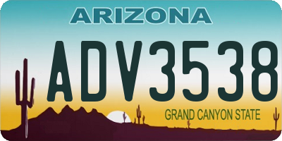 AZ license plate ADV3538