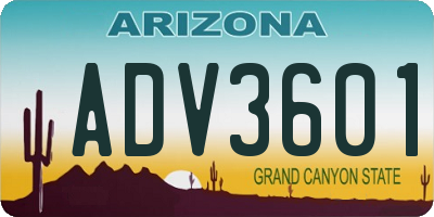 AZ license plate ADV3601