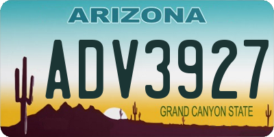 AZ license plate ADV3927