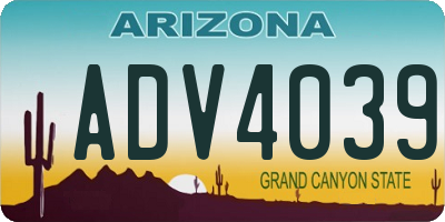 AZ license plate ADV4039