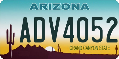AZ license plate ADV4052