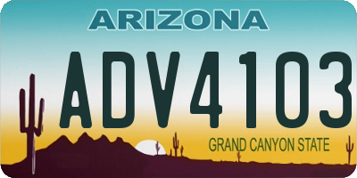 AZ license plate ADV4103