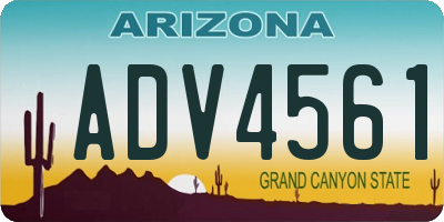 AZ license plate ADV4561
