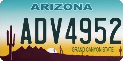 AZ license plate ADV4952