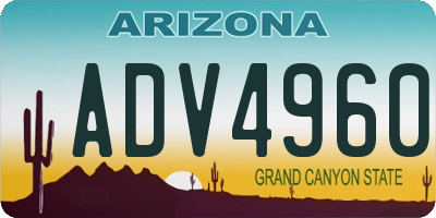 AZ license plate ADV4960