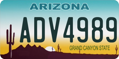 AZ license plate ADV4989