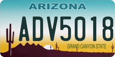 AZ license plate ADV5018