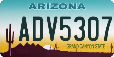 AZ license plate ADV5307
