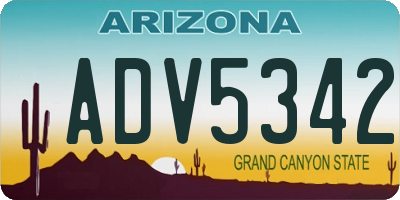 AZ license plate ADV5342
