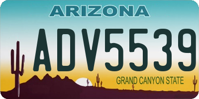 AZ license plate ADV5539