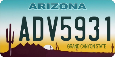 AZ license plate ADV5931
