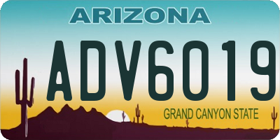 AZ license plate ADV6019